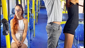 Naughty Student Gets Pressed Against The Bus Pole In Public