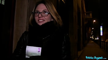 Public Agent’s Bespectacled French Beauty Gets Railed On The Stairwell For All To See