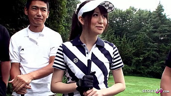 Golf Pro And His Buddies Persuade A Naive Japanese Schoolgirl Into A Filthy Blowbang Session On The Course